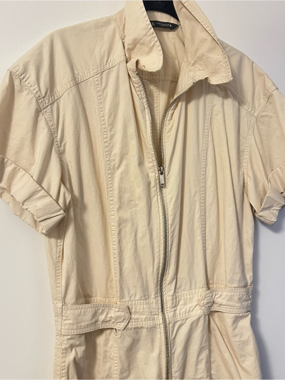 Zara Cream Utility Zip-Front Romper